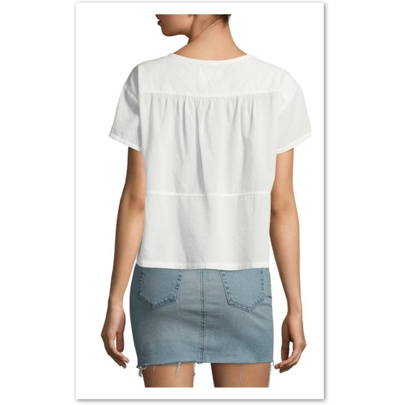 Current / Elliott Cotton Pintuck Ruffle Top in Star White, XS NWT - Picture 4 of 8
